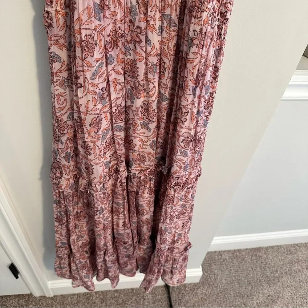 Anthropologie Pink Floral Maxi Dress XS